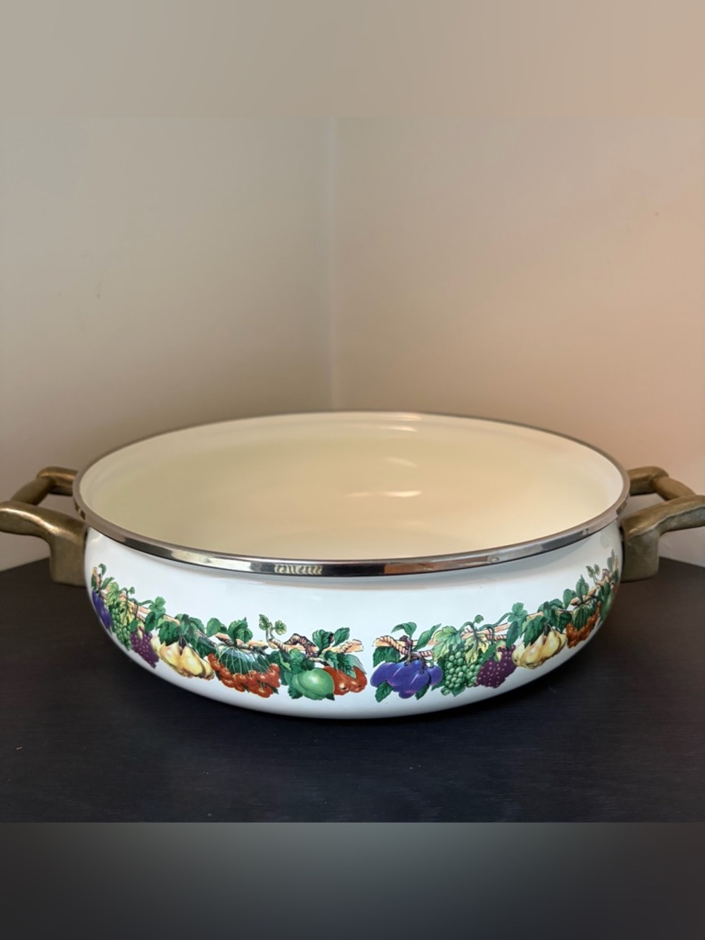 Tabletops Unlimited KENSINGTON GARDEN Enamel Casserole Sauce Pan 10” Cottagecore